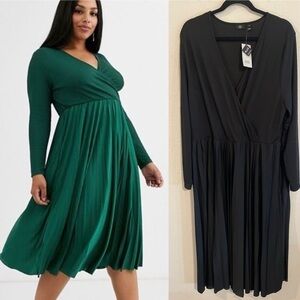 River Island Women's Faux Midi Dress Size 24 Black Stretch Longline Flowy